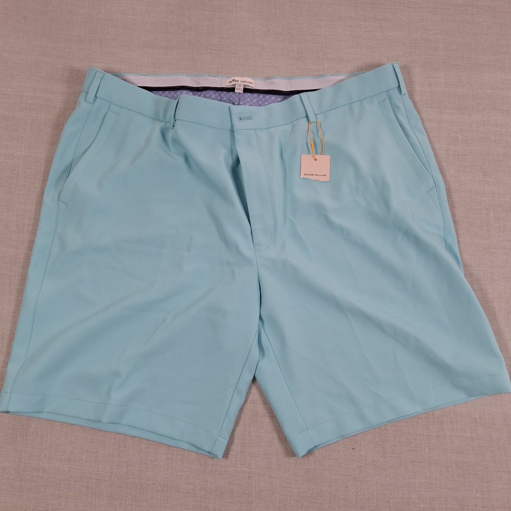 Peter Millar Performance Shorts Men 42 Light blue w/Green Hue (BGLS) Golf Luxury